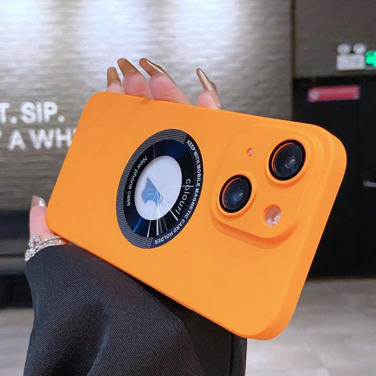 For iPhone 14 Electroplating Oil Injection Magsafe Magnetic PC Phone Case(Orange) by buy2fix