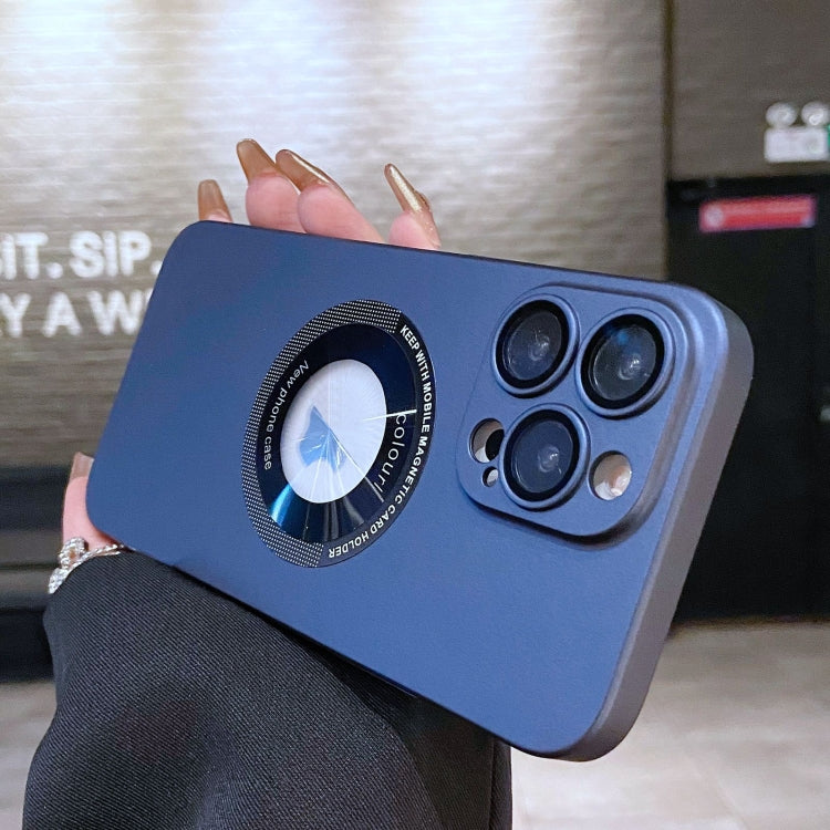 For iPhone 12 Pro Max Electroplating Oil Injection Magsafe Magnetic PC Phone Case(Dark Blue) by buy2fix