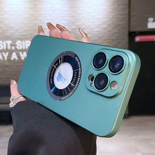 For iPhone 12 Pro Electroplating Oil Injection Magsafe Magnetic PC Phone Case(Green) by buy2fix