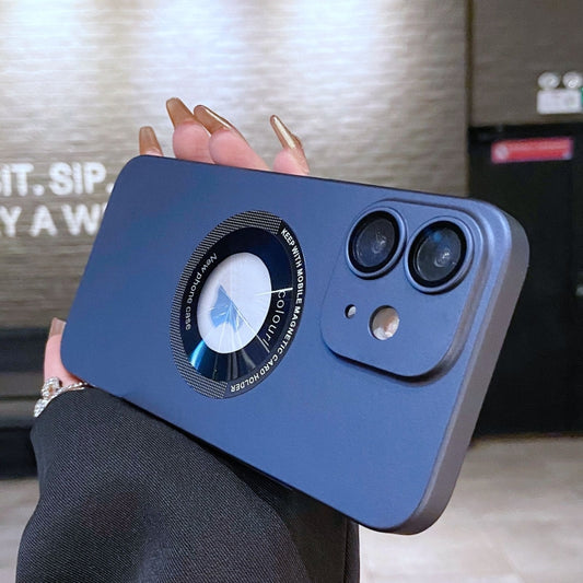 For iPhone 12 Electroplating Oil Injection Magsafe Magnetic PC Phone Case(Dark Blue) by buy2fix