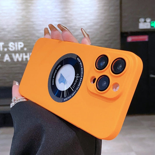 For iPhone 11 Pro Max Electroplating Oil Injection Magsafe Magnetic PC Phone Case(Orange) by buy2fix