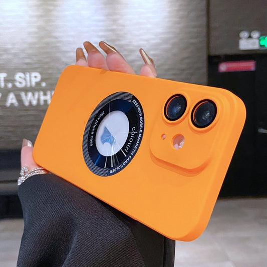 For iPhone 11 Electroplating Oil Injection Magsafe Magnetic PC Phone Case(Orange) by buy2fix