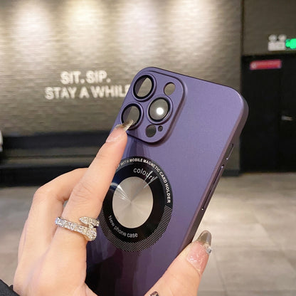 For iPhone 12 Pro Max Electroplating Oil Injection Magsafe Magnetic PC Phone Case(Purple) by buy2fix