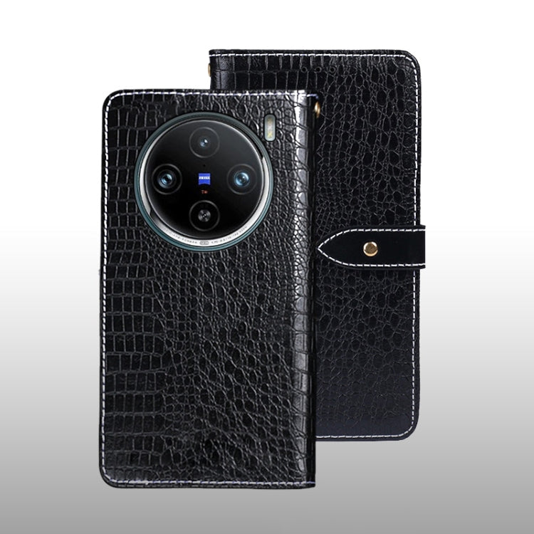 For vivo X100 Pro idewei Crocodile Texture Leather Phone Case(Black) - vivo Cases by idewei | Online Shopping UK | buy2fix