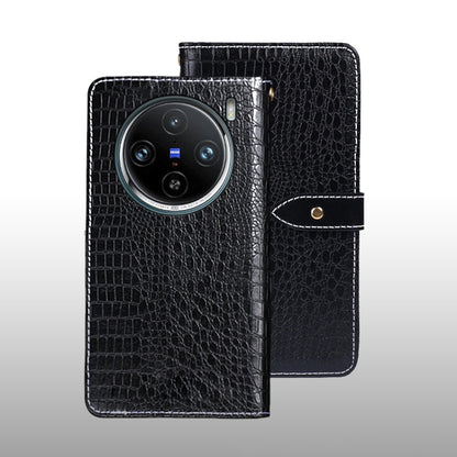 For vivo X100 Pro idewei Crocodile Texture Leather Phone Case(Black) - vivo Cases by idewei | Online Shopping UK | buy2fix