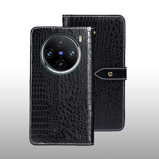 For vivo X100 Pro idewei Crocodile Texture Leather Phone Case(Black) - vivo Cases by idewei | Online Shopping UK | buy2fix