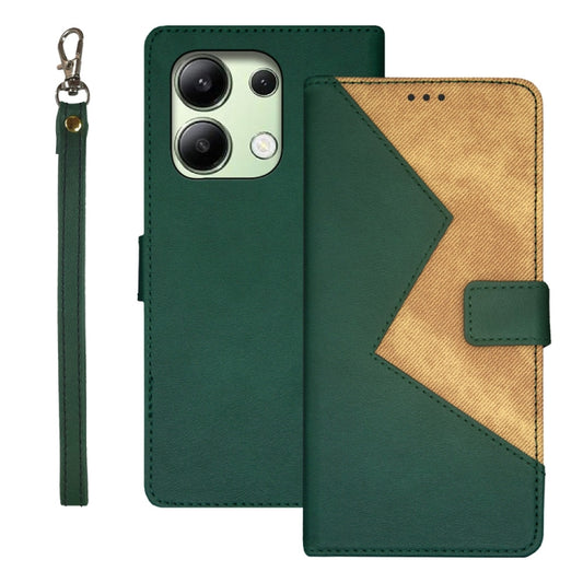 For Xiaomi Redmi Note 13 4G Global idewei Two-color Splicing Leather Phone Case(Green) - Xiaomi Cases by idewei | Online Shopping UK | buy2fix