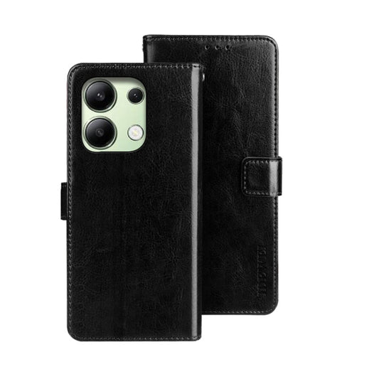 For Xiaomi Redmi Note 13 4G Global idewei Crazy Horse Texture Leather Phone Case(Black) - Xiaomi Cases by idewei | Online Shopping UK | buy2fix