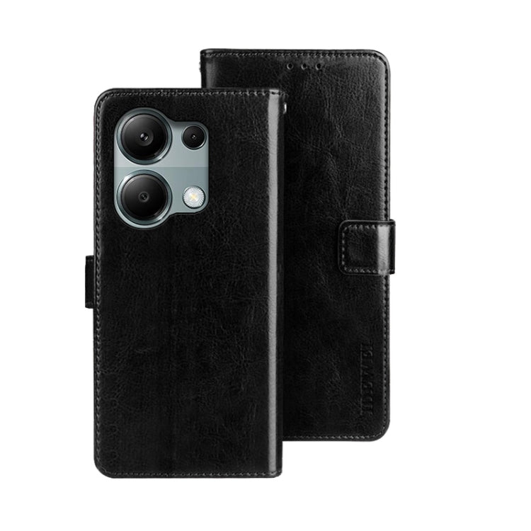 For Xiaomi Redmi Note 13 Pro 4G idewei Crazy Horse Texture Leather Phone Case(Black) - Xiaomi Cases by idewei | Online Shopping UK | buy2fix