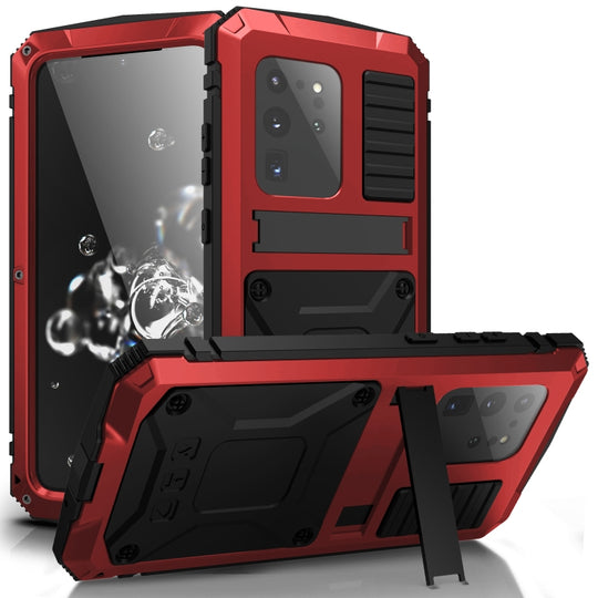 For Samsung Galaxy S20 Ultra R-JUST Waterproof Shockproof Dustproof Metal + Silicone Protective Case(Red)