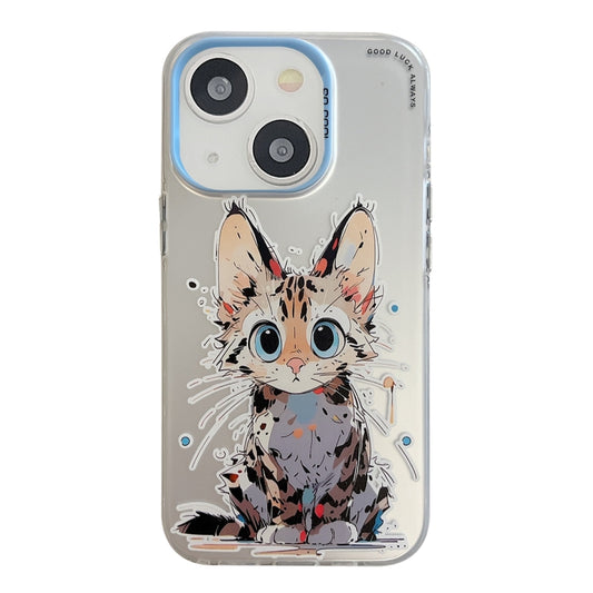 For iPhone 13 Animal Pattern Oil Painting Series PC + TPU Phone Case(Stupid Cat) - iPhone 13 Cases by buy2fix | Online Shopping UK | buy2fix