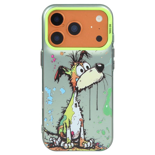 For iPhone 18 Pro Max/17 Pro Max Animal Pattern Oil Painting Series PC + TPU Phone Case(Green Dog)