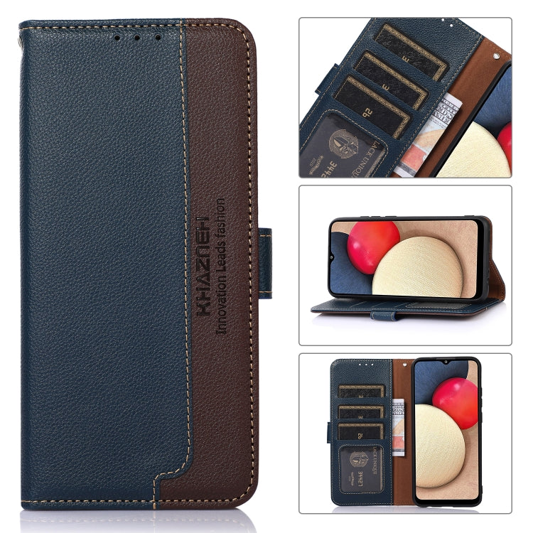 For OPPO Reno11 5G Global KHAZNEH Litchi Texture Leather RFID Phone Case(Blue) - OPPO Cases by buy2fix | Online Shopping UK | buy2fix