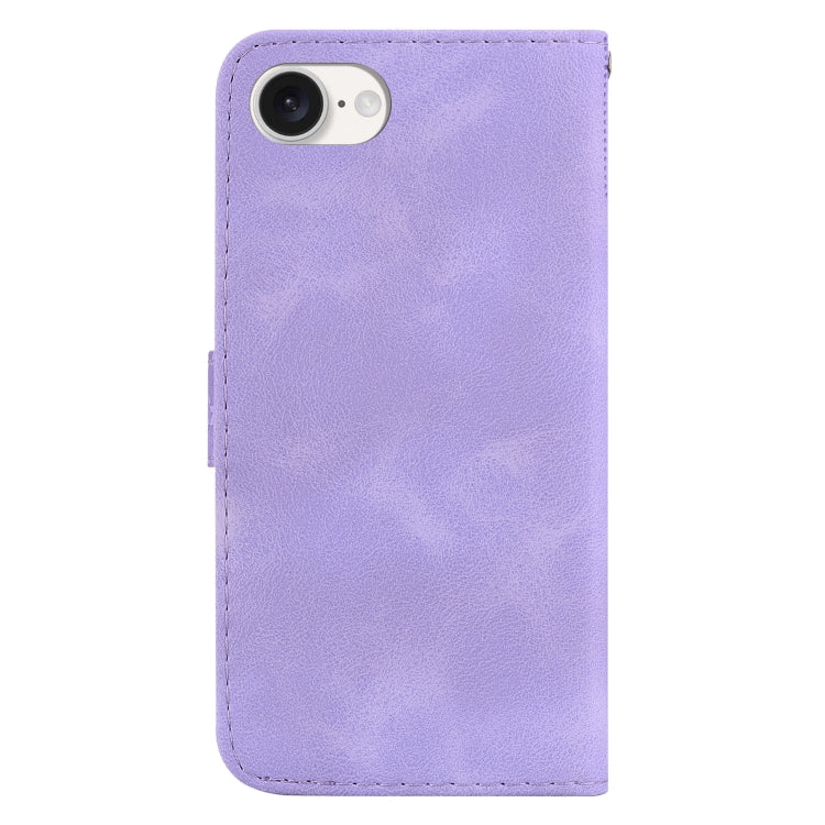 For iPhone 16e Seven-shaped Embossed Leather Phone Case(Purple) by buy2fix