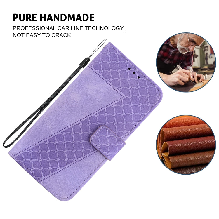 For iPhone 16e Seven-shaped Embossed Leather Phone Case(Purple) by buy2fix