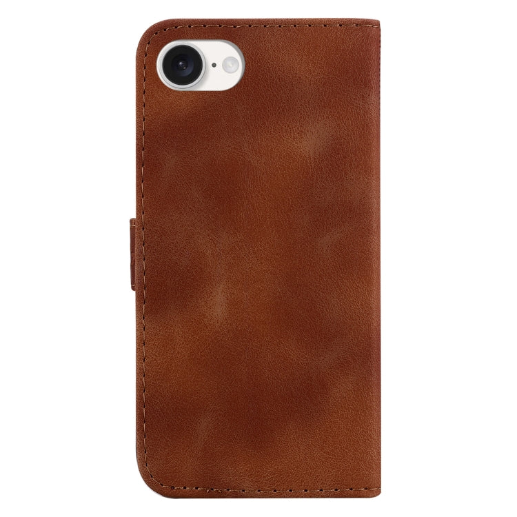 For iPhone 16e Seven-shaped Embossed Leather Phone Case(Brown) by buy2fix
