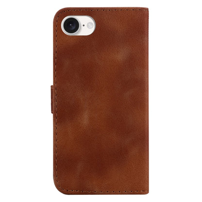 For iPhone 16e Seven-shaped Embossed Leather Phone Case(Brown) by buy2fix