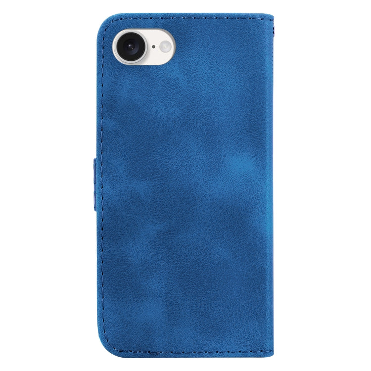 For iPhone 16e Seven-shaped Embossed Leather Phone Case(Blue) by buy2fix