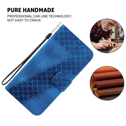 For iPhone 16e Seven-shaped Embossed Leather Phone Case(Blue) by buy2fix