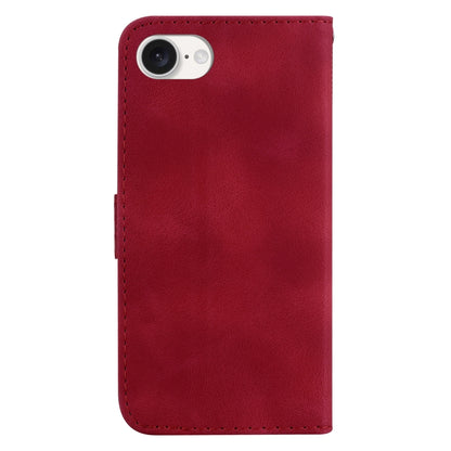 For iPhone 16e Seven-shaped Embossed Leather Phone Case(Red) by buy2fix