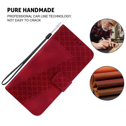 For iPhone 16e Seven-shaped Embossed Leather Phone Case(Red) by buy2fix