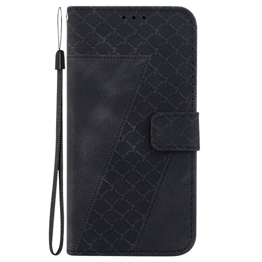 For iPhone 16e Seven-shaped Embossed Leather Phone Case(Black) by buy2fix