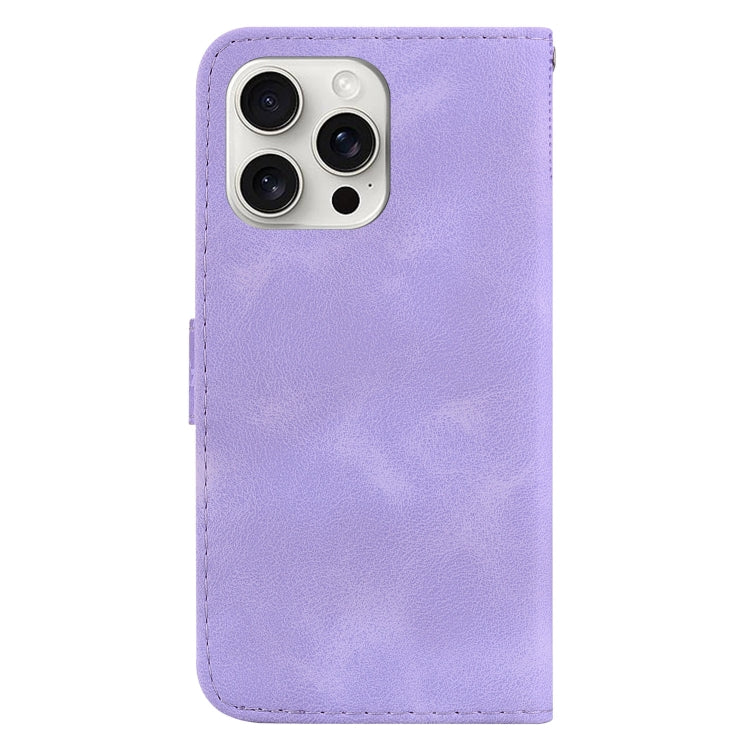 For iPhone 16 Pro Max Seven-shaped Embossed Leather Phone Case(Purple) by buy2fix