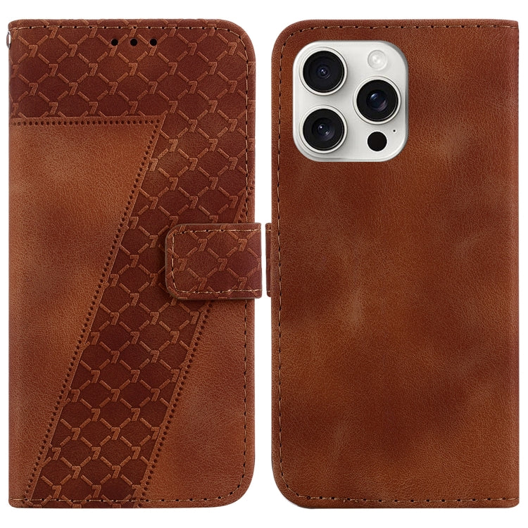 For iPhone 16 Pro Max Seven-shaped Embossed Leather Phone Case(Brown) by buy2fix