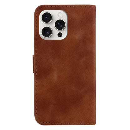For iPhone 16 Pro Max Seven-shaped Embossed Leather Phone Case(Brown) by buy2fix