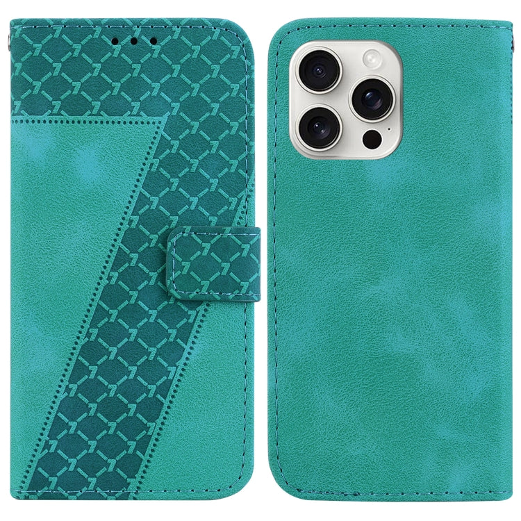 For iPhone 16 Pro Seven-shaped Embossed Leather Phone Case(Green) by buy2fix