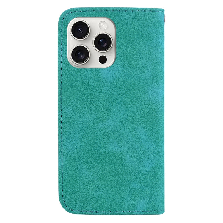 For iPhone 16 Pro Seven-shaped Embossed Leather Phone Case(Green) by buy2fix