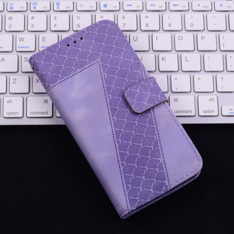 For iPhone 16 Pro Seven-shaped Embossed Leather Phone Case(Purple) by buy2fix