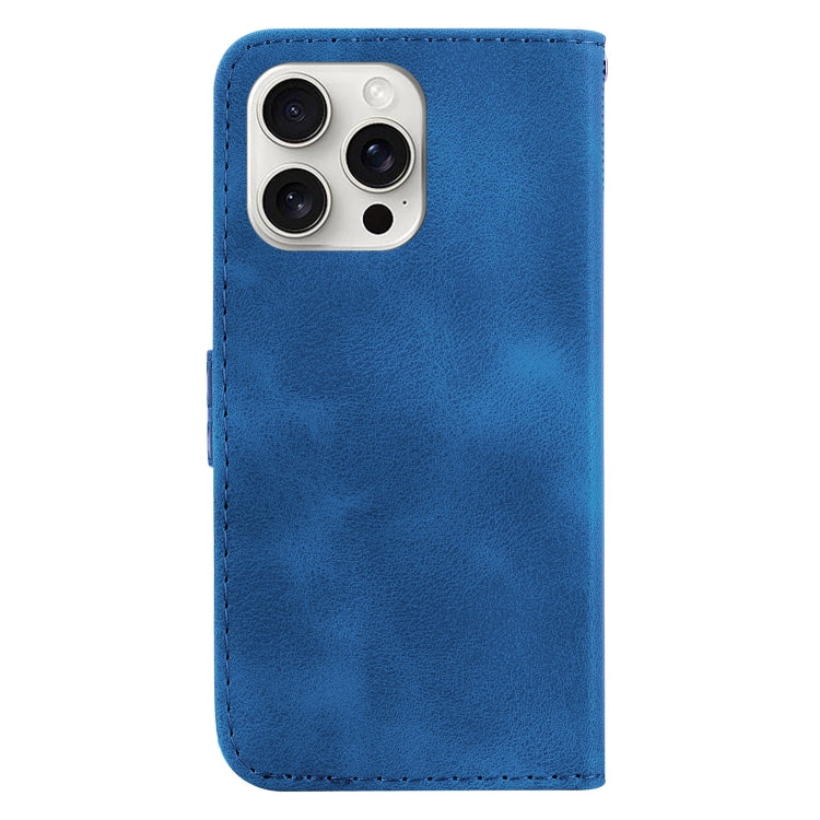 For iPhone 16 Pro Seven-shaped Embossed Leather Phone Case(Blue) by buy2fix