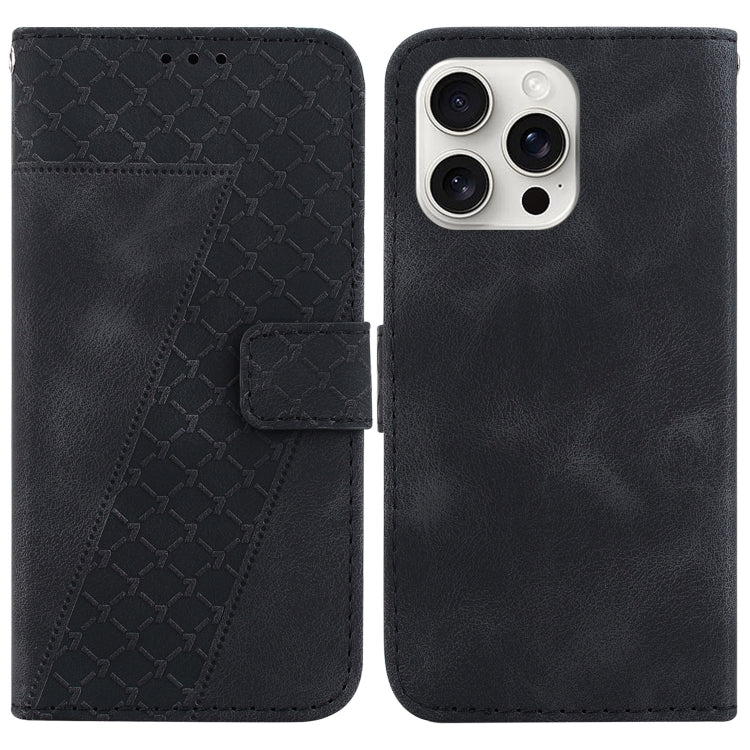 For iPhone 16 Pro Seven-shaped Embossed Leather Phone Case(Black) by buy2fix