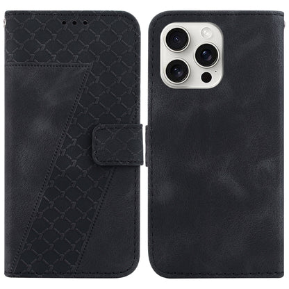 For iPhone 16 Pro Seven-shaped Embossed Leather Phone Case(Black) by buy2fix