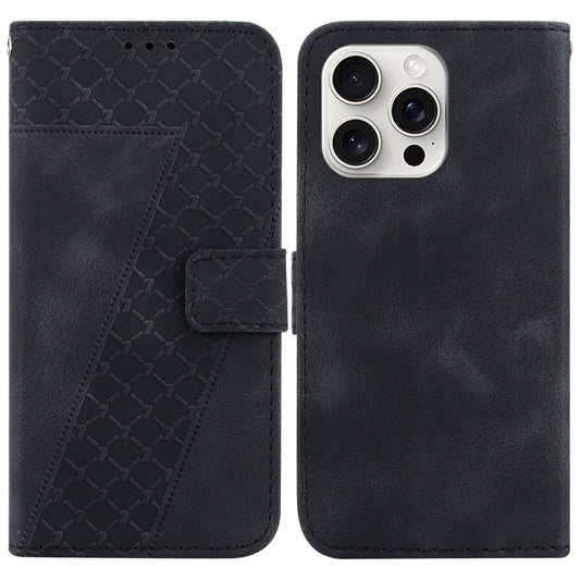 For iPhone 16 Pro Seven-shaped Embossed Leather Phone Case(Black) by buy2fix