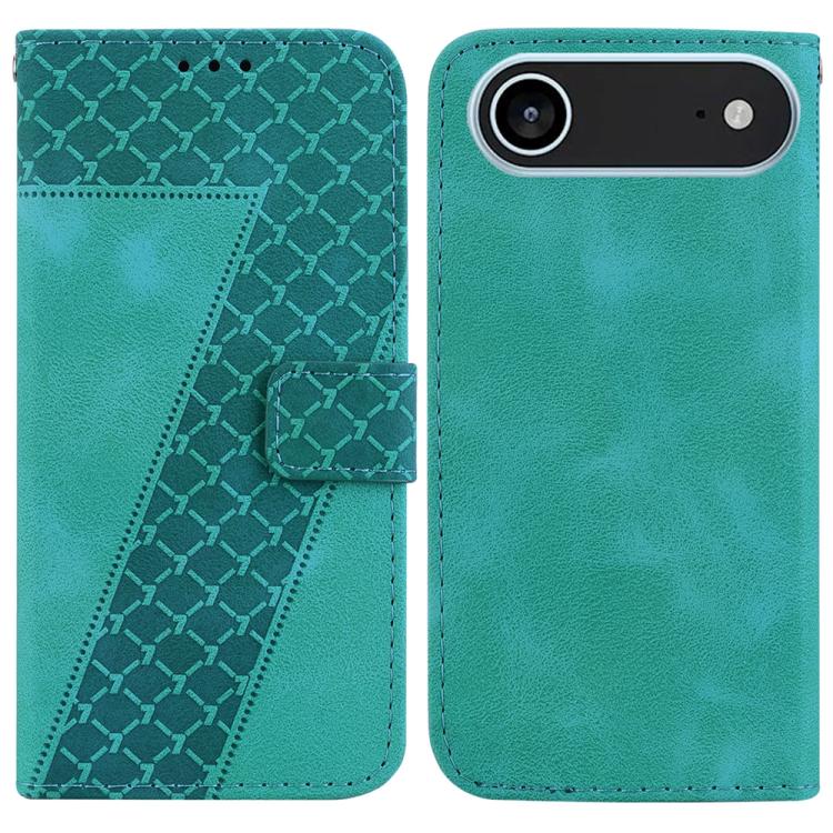 For iPhone Air Seven-shaped Embossed Leather Phone Case(Green) - iPhone Air Cases by buy2fix | Online Shopping UK | buy2fix