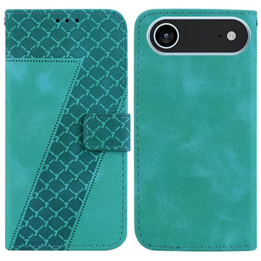 For iPhone Air Seven-shaped Embossed Leather Phone Case(Green) - iPhone Air Cases by buy2fix | Online Shopping UK | buy2fix