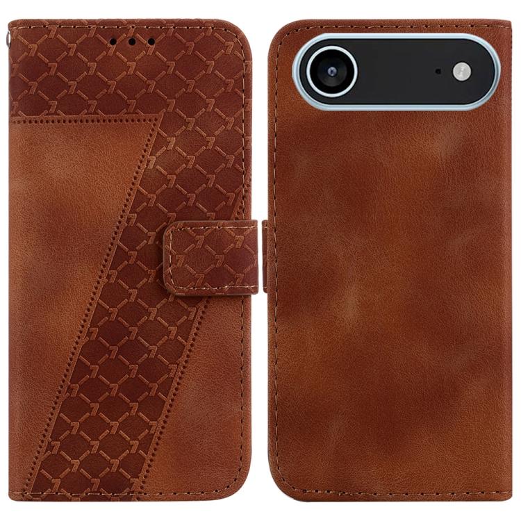 For iPhone Air Seven-shaped Embossed Leather Phone Case(Brown) - iPhone Air Cases by buy2fix | Online Shopping UK | buy2fix