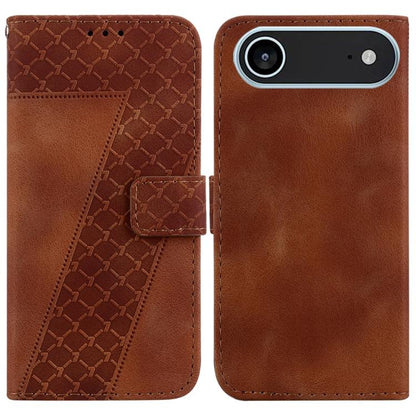 For iPhone Air Seven-shaped Embossed Leather Phone Case(Brown) - iPhone Air Cases by buy2fix | Online Shopping UK | buy2fix