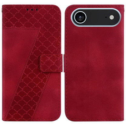 For iPhone Air Seven-shaped Embossed Leather Phone Case(Red) - iPhone Air Cases by buy2fix | Online Shopping UK | buy2fix