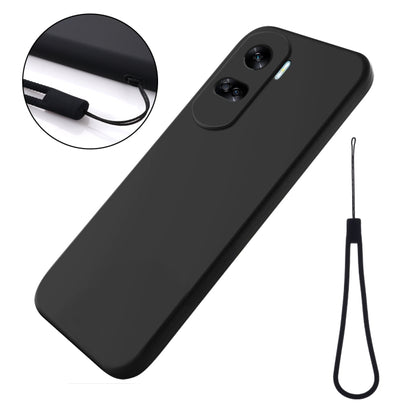 For Honor 90 Lite / X50i Solid Color Liquid Silicone Dropproof Full Coverage Phone Case(Black) - Honor Cases by buy2fix | Online Shopping UK | buy2fix