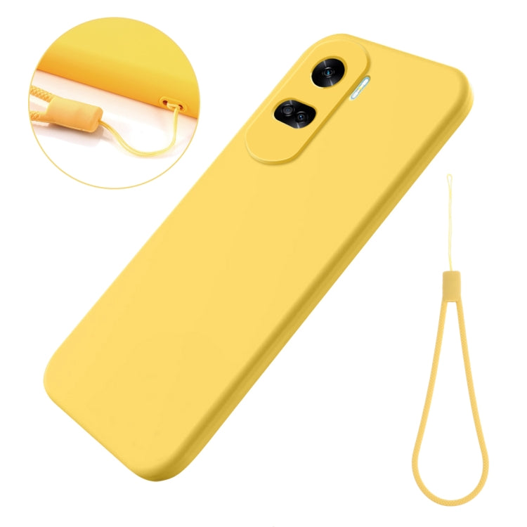 For Honor 90 Lite / X50i Solid Color Liquid Silicone Dropproof Full Coverage Phone Case(Yellow) - Honor Cases by buy2fix | Online Shopping UK | buy2fix