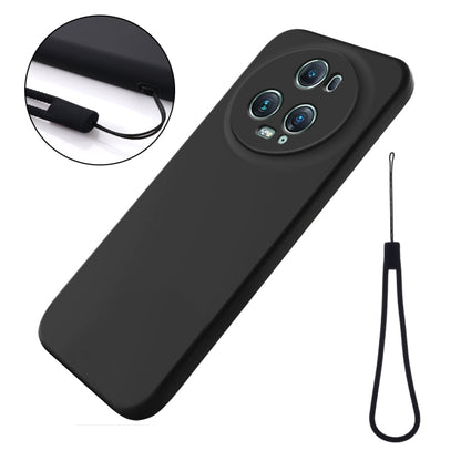 For Honor Magic5 Pro Solid Color Liquid Silicone Dropproof Full Coverage Phone Case(Black) - Honor Cases by buy2fix | Online Shopping UK | buy2fix