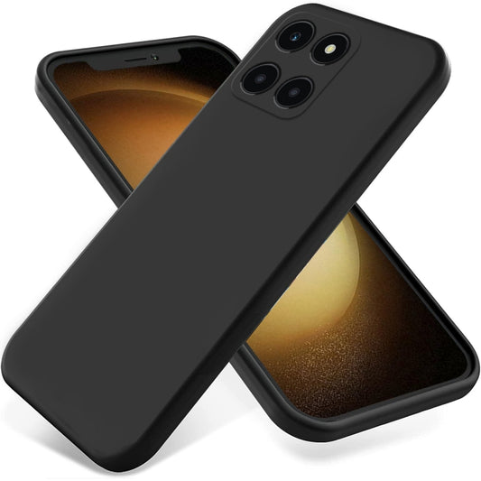 For Honor X6a Solid Color Liquid Silicone Dropproof Full Coverage Phone Case(Black) - Honor Cases by buy2fix | Online Shopping UK | buy2fix