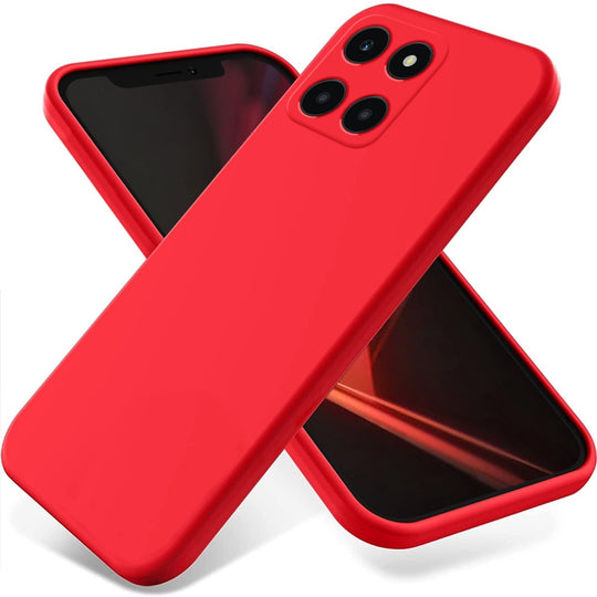 For Honor X6a Solid Color Liquid Silicone Dropproof Full Coverage Phone Case(Red)