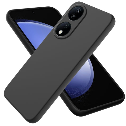 For Honor 90 Smart Solid Color Liquid Silicone Dropproof Full Coverage Phone Case(Black) - Honor Cases by buy2fix | Online Shopping UK | buy2fix