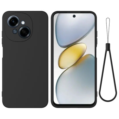 For Tecno Pop 9 4G / Spark Go 1 Solid Color Liquid Silicone Dropproof Full Coverage Phone Case(Black) by buy2fix