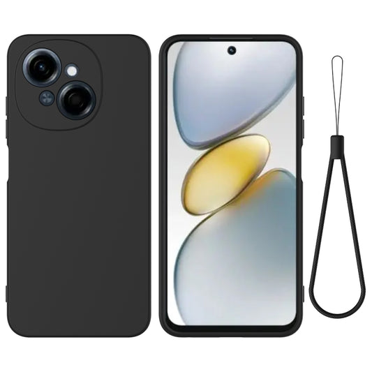 For Tecno Pop 9 4G / Spark Go 1 Solid Color Liquid Silicone Dropproof Full Coverage Phone Case(Black) by buy2fix