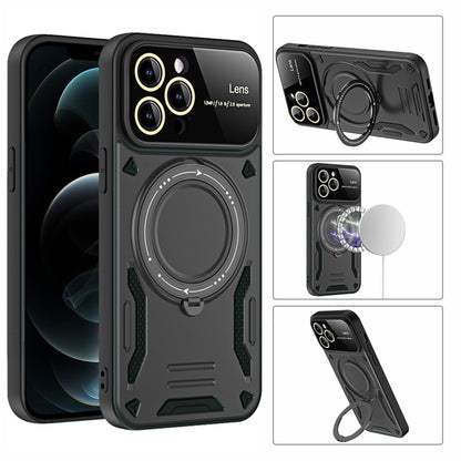 For iPhone 16 Pro Large Window MagSafe Holder Phone Case(Black) by buy2fix